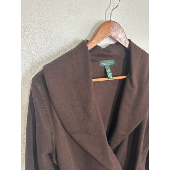 LRL Lauren Jersey Cardigan Blazer S Brown Leather Buckle Preppy Equestrian - Picture 3 of 13